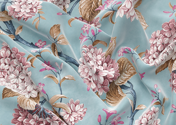 Bouquet Velvet, Cornflower - Motorised Roman Blind - Image 4